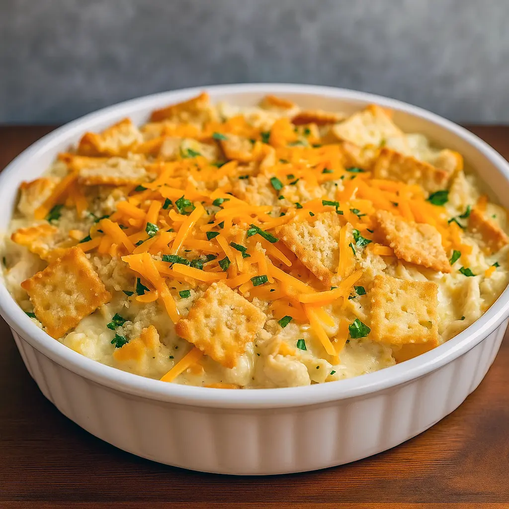 Golden-topped Church Chicken Casserole fresh from the oven, creamy and cheesy inside with a crunchy cracker topping. Perfect as Cheap Dinners To Feed A Crowd, delicious for Super Easy Weeknight Meals, or even served as Recipes For Company Dinner. This classic comfort bake, also called Millionaire Chicken, is one of the best Casserole Recipes With Chicken — great for Small Group Meal Ideas or a simple Plain Chicken dish. Easy to make and always a hit, it’s a staple in Easy Casserole Recipes Chicken collections.
