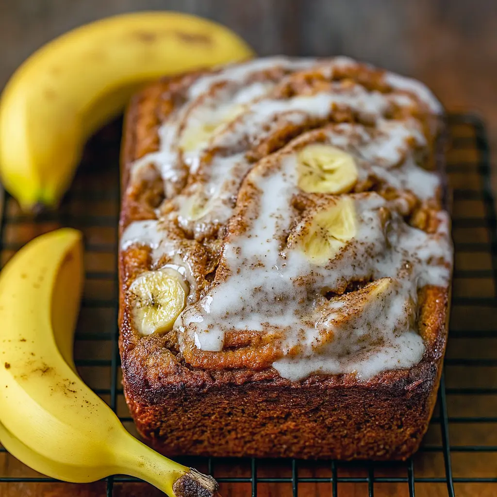 Freshly baked Cinnamon Swirl Banana Bread Homemade, sliced to reveal a cinnamon ribbon, perfect for brunch or dessert. A moist and Tasty Banana Bread option that works as a Banana Bread Recipe Two Bananas, easy for anyone Making Banana Bread from scratch. Styled as part of cozy Banns Bread Recipes, this loaf can be adapted into Churro Banana Bread, a sweet Banana Bread Roll, or served as a Banana Bread Recipe With Icing. The warm Banana Bread Recipe With Cinnamon swirl makes every bite irresistible.