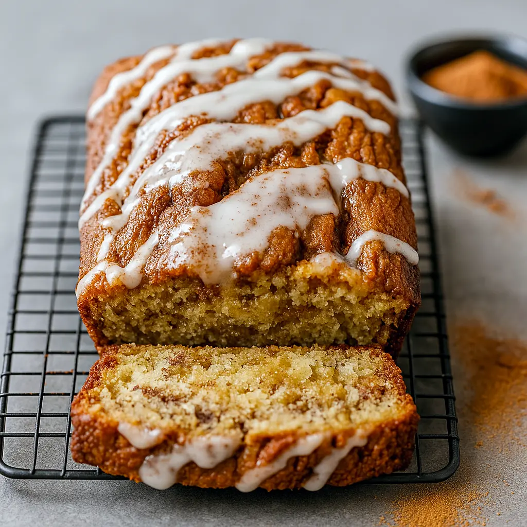Freshly baked Cinnamon Swirl Banana Bread Homemade, sliced to reveal a cinnamon ribbon, perfect for brunch or dessert. A moist and Tasty Banana Bread option that works as a Banana Bread Recipe Two Bananas, easy for anyone Making Banana Bread from scratch. Styled as part of cozy Banns Bread Recipes, this loaf can be adapted into Churro Banana Bread, a sweet Banana Bread Roll, or served as a Banana Bread Recipe With Icing. The warm Banana Bread Recipe With Cinnamon swirl makes every bite irresistible.