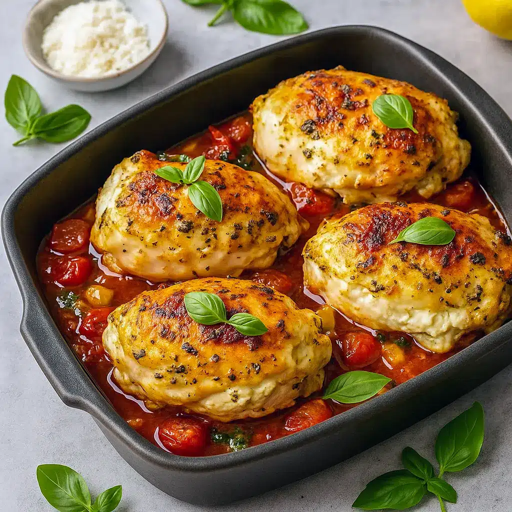 Creamy baked ricotta chicken stuffed with cheese and herbs, topped with marinara and golden mozzarella – the Best Chicken Baked Recipe for easy weeknights, tasty Dinner Recipes For Chicken Breast, and delicious Bake Dishes For Dinner the whole family will love.