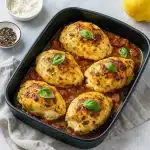 Creamy baked ricotta chicken stuffed with cheese and herbs, topped with marinara and golden mozzarella – the Best Chicken Baked Recipe for easy weeknights, tasty Dinner Recipes For Chicken Breast, and delicious Bake Dishes For Dinner the whole family will love.