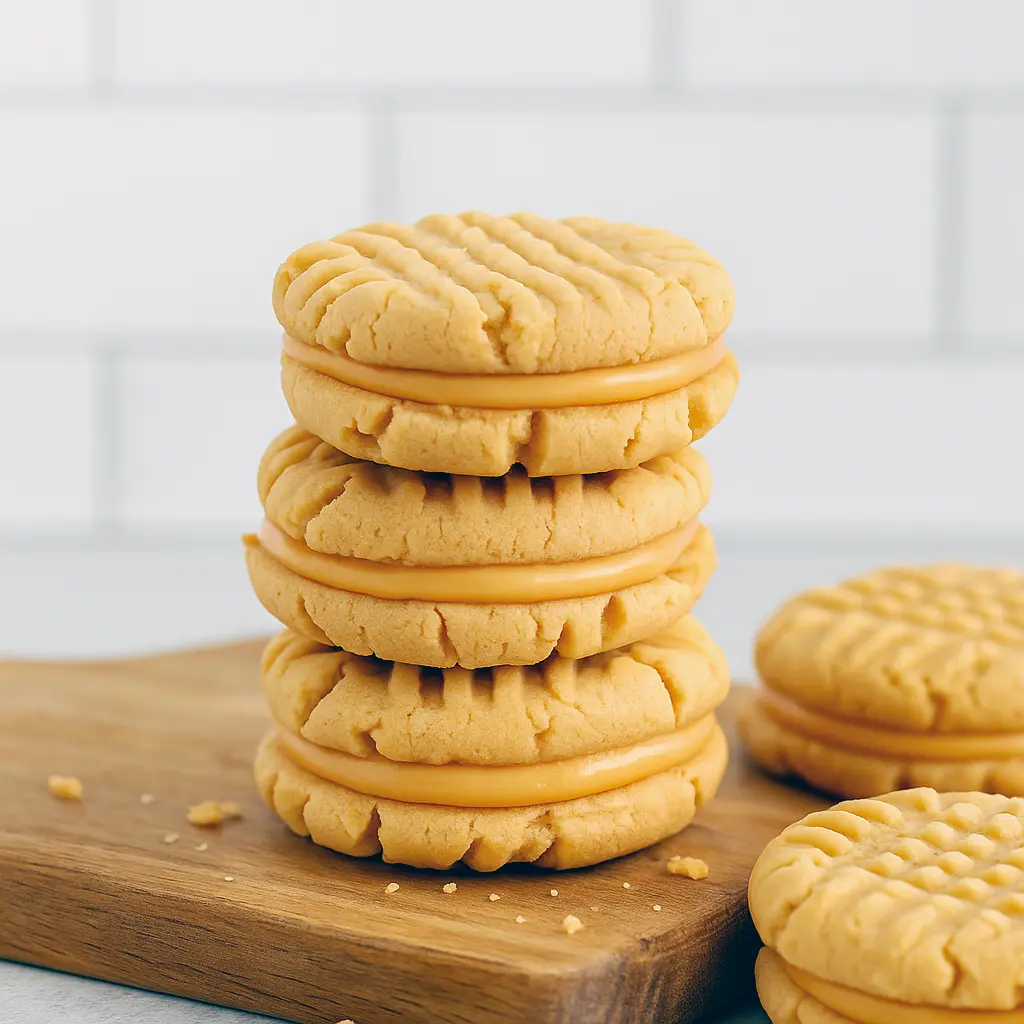Close-up of Nutty Peanut Butter Cookies sandwich cookies filled with creamy peanut butter, a perfect Soft Peanut Butter Cookies Recipe, inspired by Nutter Butter Cookie Recipes and Dutch Butter Cookies Recipes, ideal Butter Wafer Cookies, Peanutbutter Cookie Recipe, Nutty Butty Cookies, Bakery Peanut Butter Cookies, and Homemade Butter Cookies.